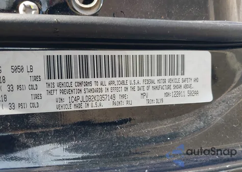 2019 Jeep Cherokee Limited Fwd z USA, uszkodzony, nr VIN 1C4PJLDB2KD357149